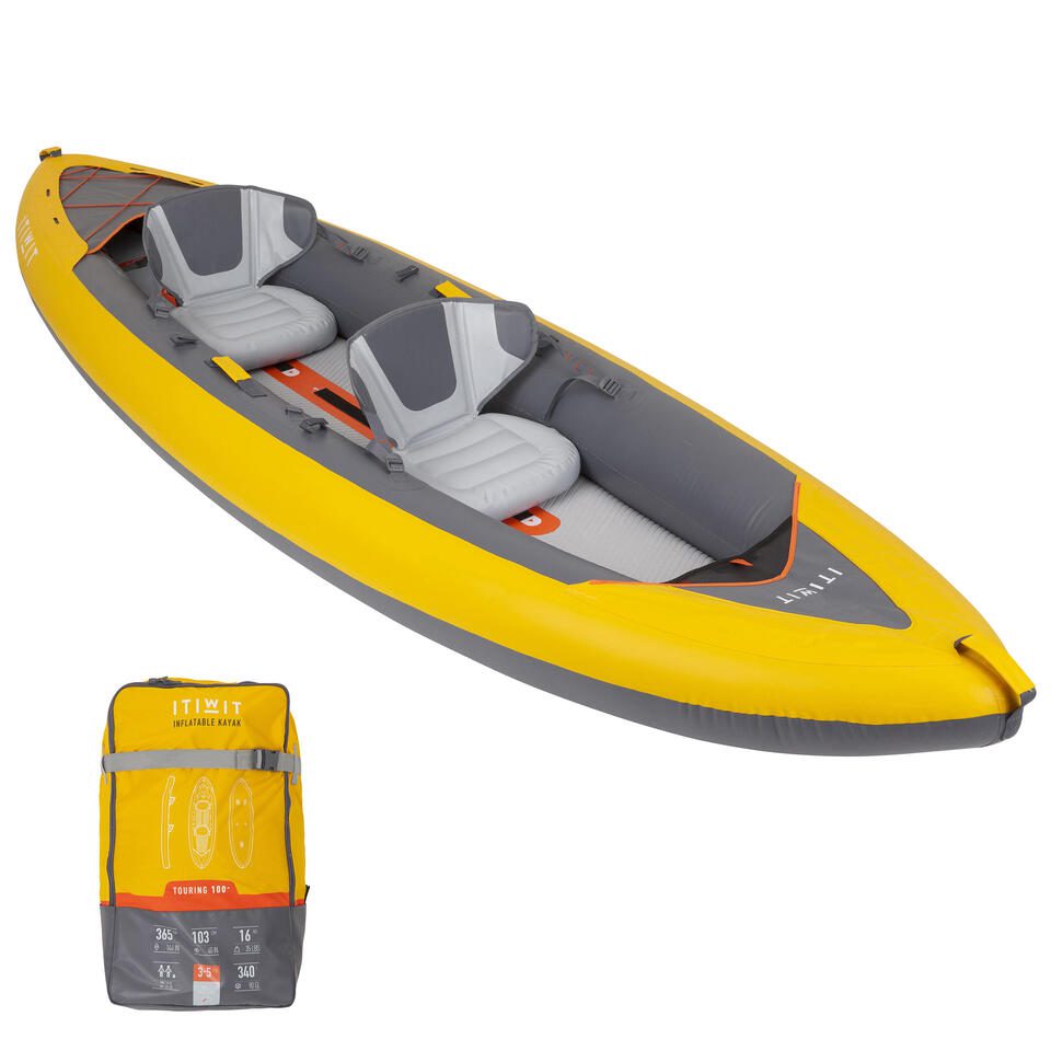 ITIWIT 2 person inflatable kayak - touring high pressure drop stitch floor